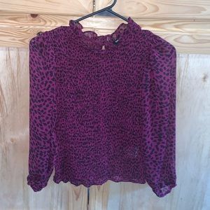 Express ruffle neck smocked shear shirt size XS